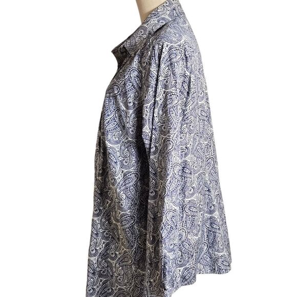 Talbots Blue and White Paisley Button Down Plus Size Unisex Shirt - Picture 5 of 6